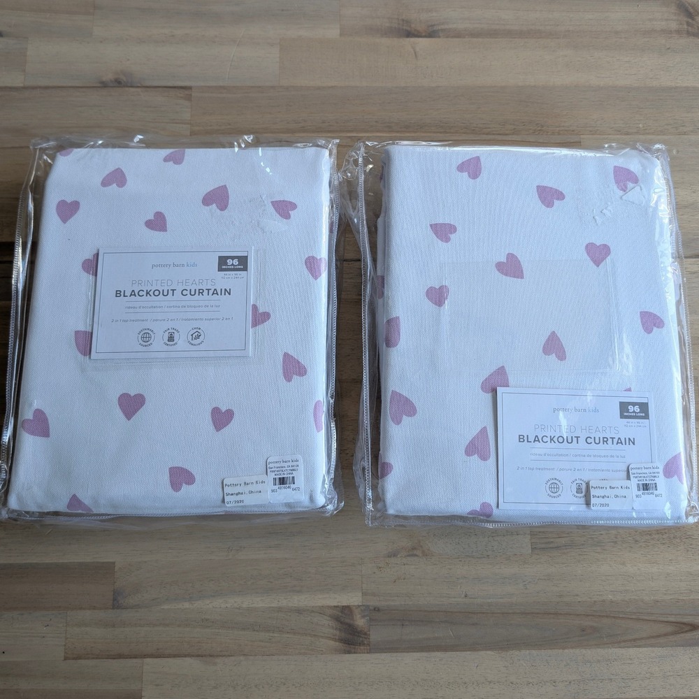 Pottery Barn Kids Printed Hearts Blackout Curtain 96"x44" NEW